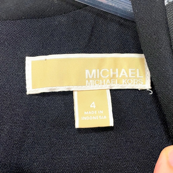 Michael Kors Black And Blue Houndstooth 3/4 Sleeve Sheath Dress Sz 4 - Picture 3 of 4